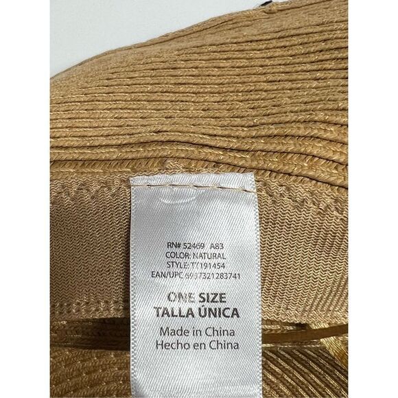 Vintage Women's 100% Straw Hat One Size Black Band in back with Bow - Picture 6 of 9